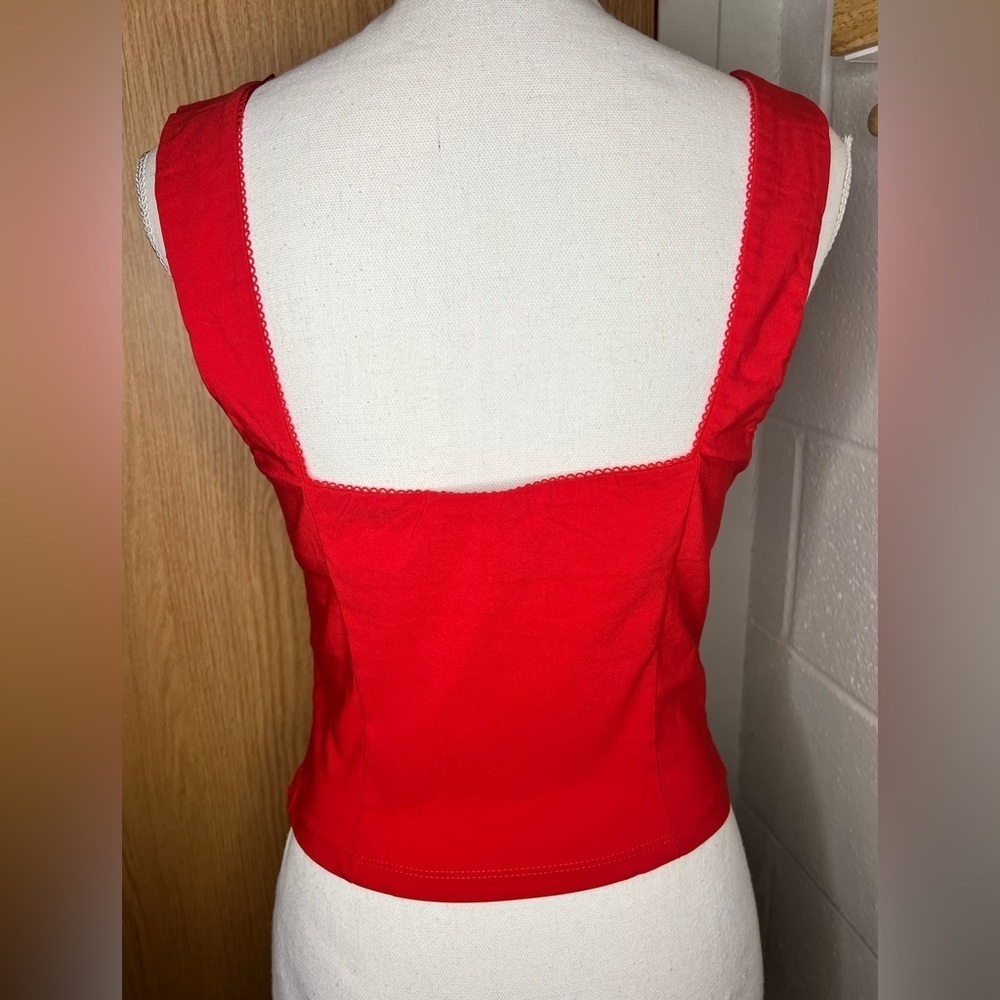 Blashe red top with lace trip bustier top women’s Medium - Picture 2 of 7